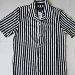 Todd Snyder Boucle Stripe Cabana Polo in Classic Navy